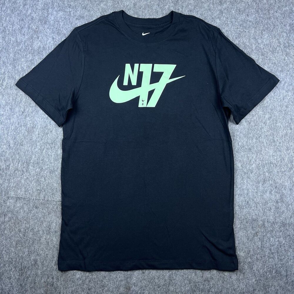 Nike Tottenham Hotspur Men's T-Shirt Voice Logo N17 Black Short Sleeve Size M